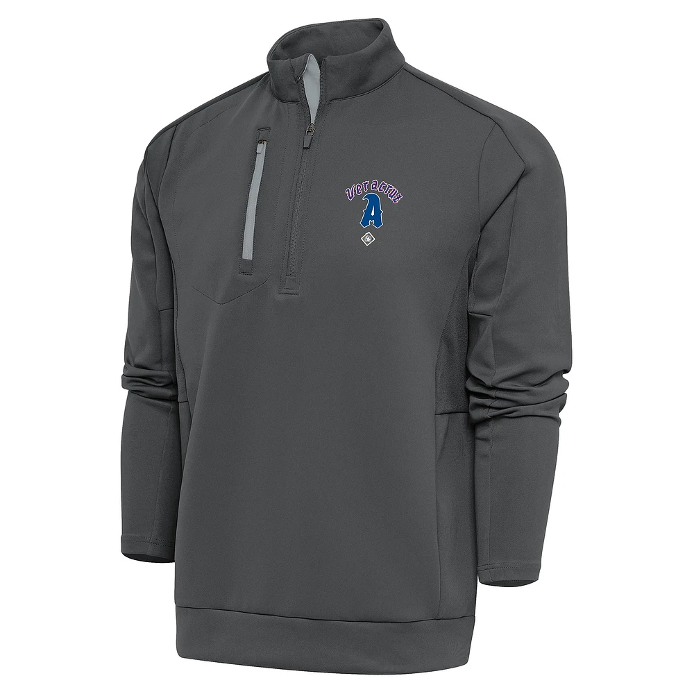 Men's Antigua Charcoal Azules de Veracruz Generation Quarter-Zip Pullover Top