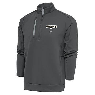 Men's Antigua Charcoal Miami Giants Generation Quarter-Zip Pullover Top