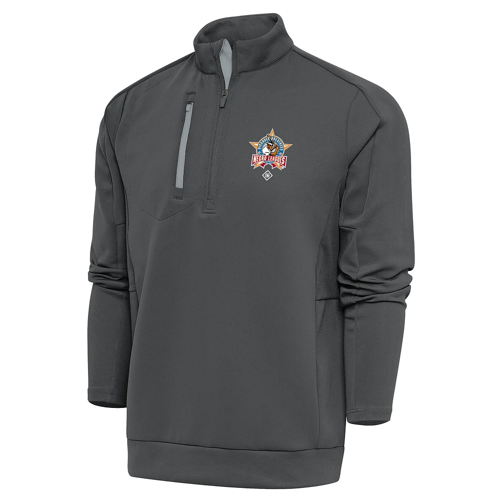 Men's Antigua Charcoal Negro League Generation Quarter-Zip Pullover Top