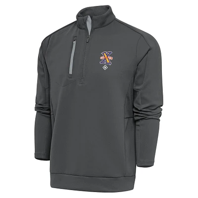 Men's Antigua Charcoal Cuban Giants Generation Quarter-Zip Pullover Top