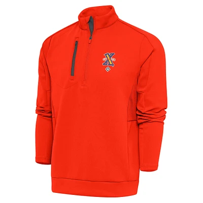 Men's Antigua Orange Cuban Giants Generation Quarter-Zip Pullover Top