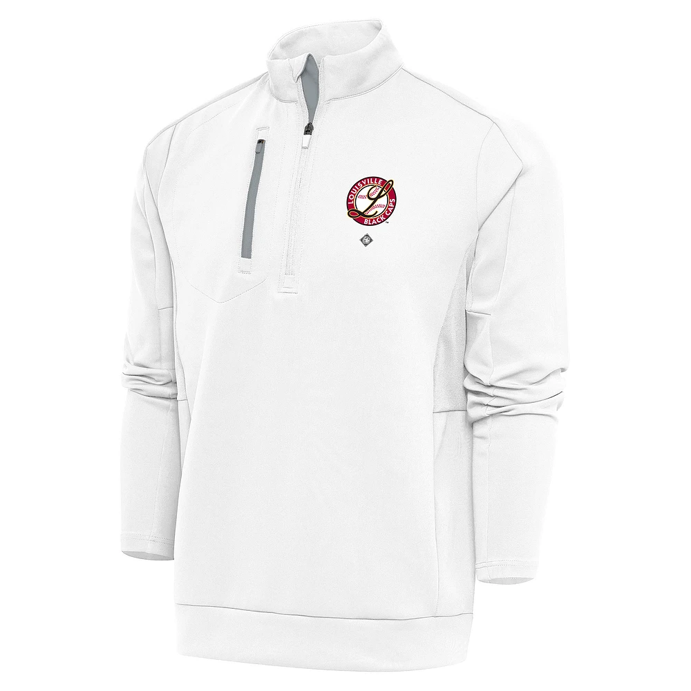 Men's Antigua White Louisville Black Caps Generation Quarter-Zip Pullover Top