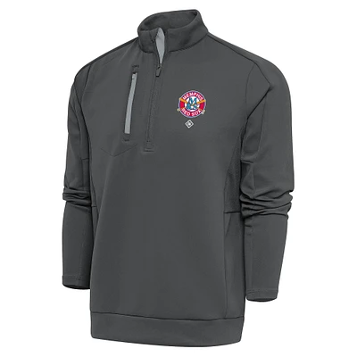 Men's Antigua Charcoal Memphis Red Sox Generation Quarter-Zip Pullover Top