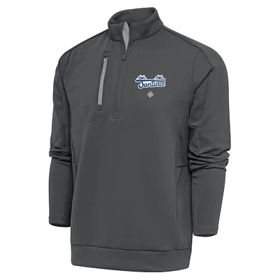 Men's Antigua Charcoal Santurce Cangrejeros Generation Quarter-Zip Pullover Top