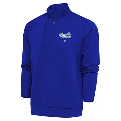 Men's Antigua Royal Santurce Cangrejeros Generation Quarter-Zip Pullover Top
