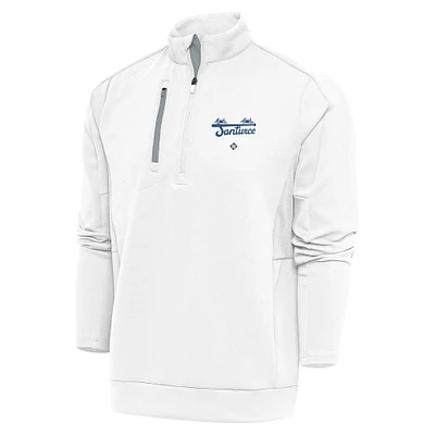 Men's Antigua White Santurce Cangrejeros Generation Quarter-Zip Pullover Top