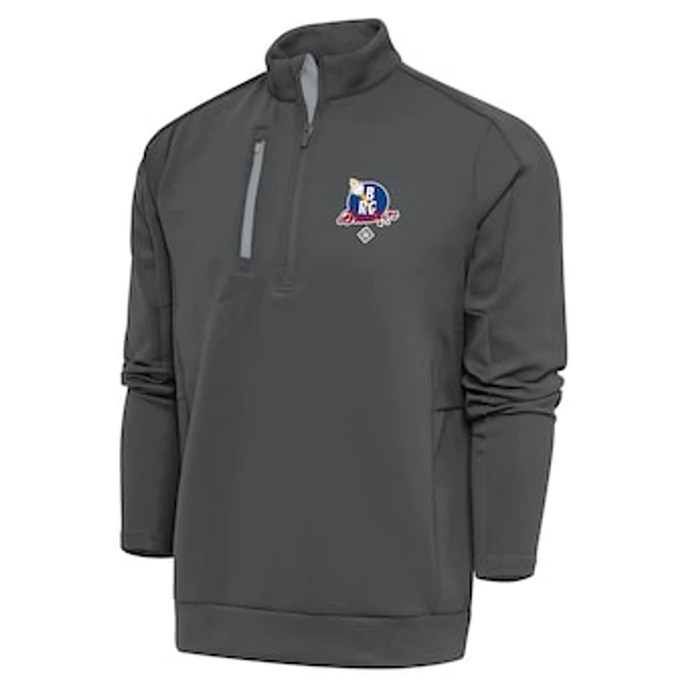 Men's Antigua Charcoal Brooklyn Royal Giants Generation Quarter-Zip Pullover Top