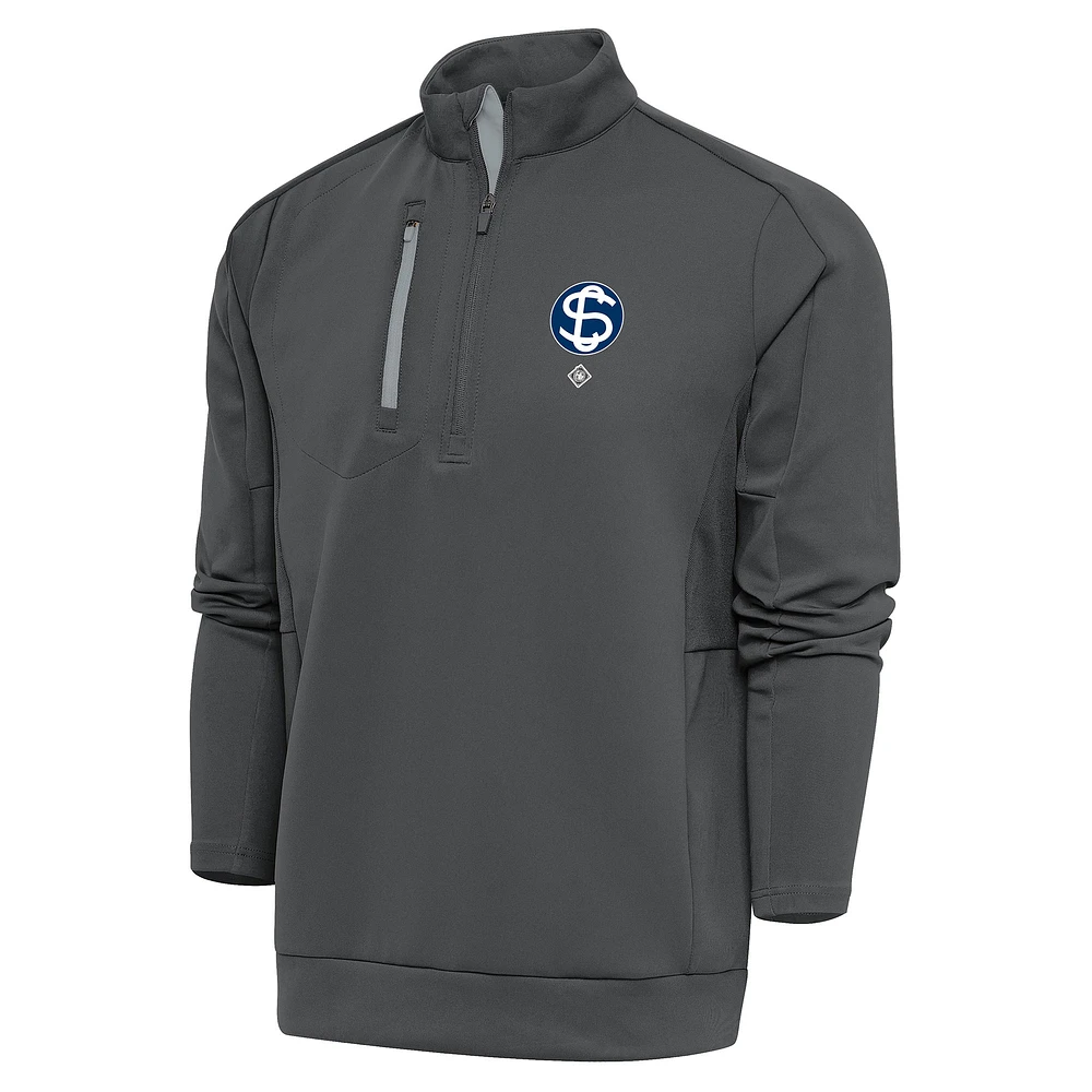 Men's Antigua Charcoal Santa Clara Leopardos Generation Quarter-Zip Pullover Top