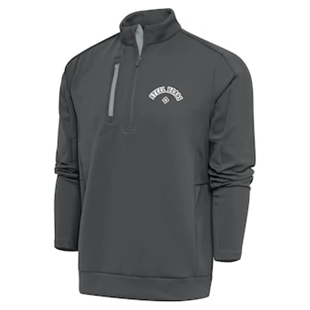 Men's Antigua Charcoal Seattle Steelheads Generation Quarter-Zip Pullover Top