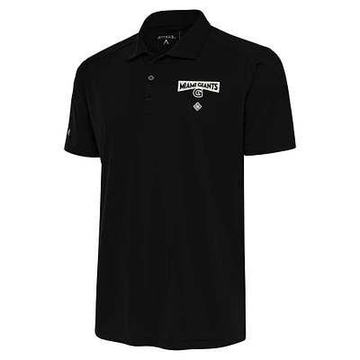 Men's Antigua Black Miami Giants Tribute Polo
