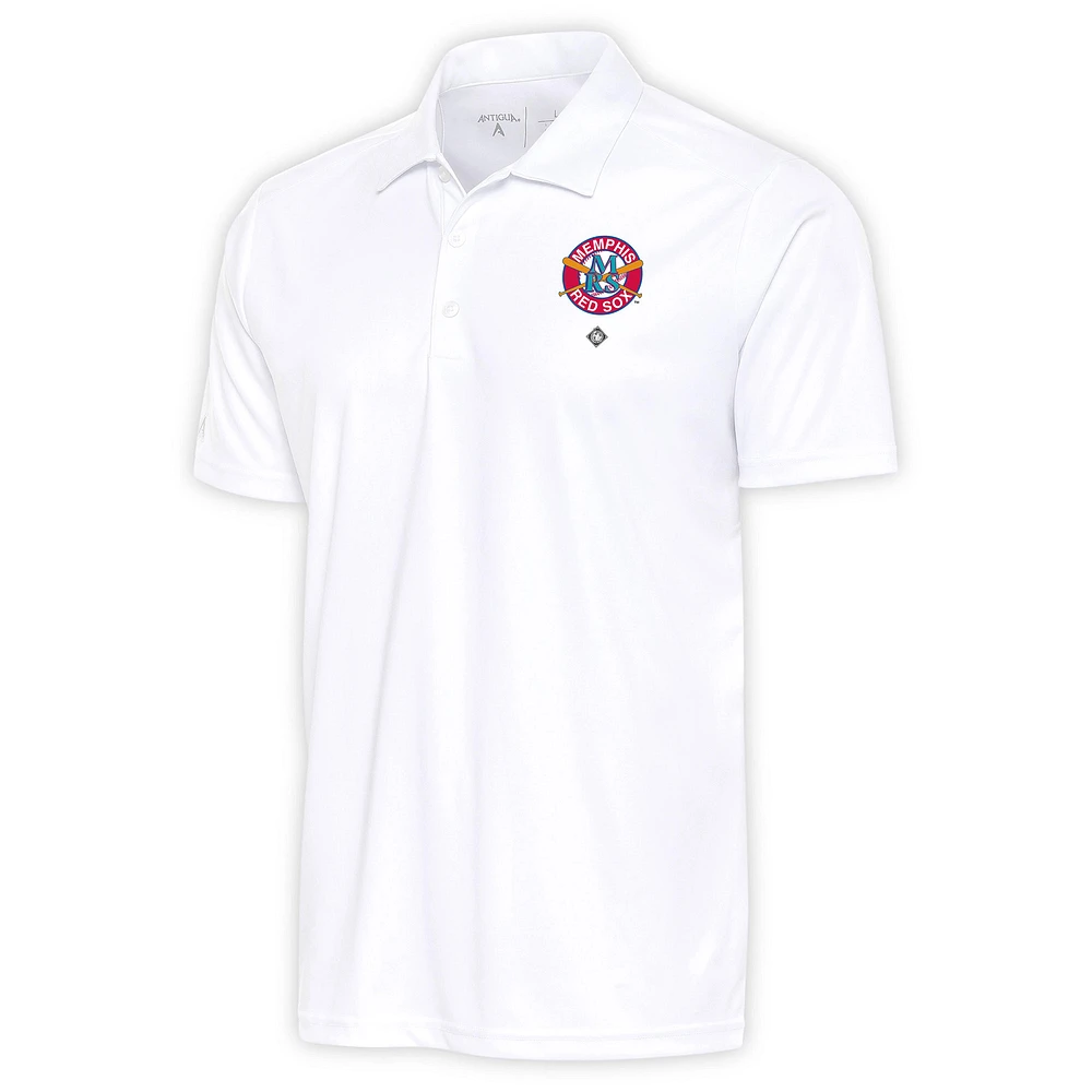 Men's Antigua White Memphis Red Sox Tribute Polo