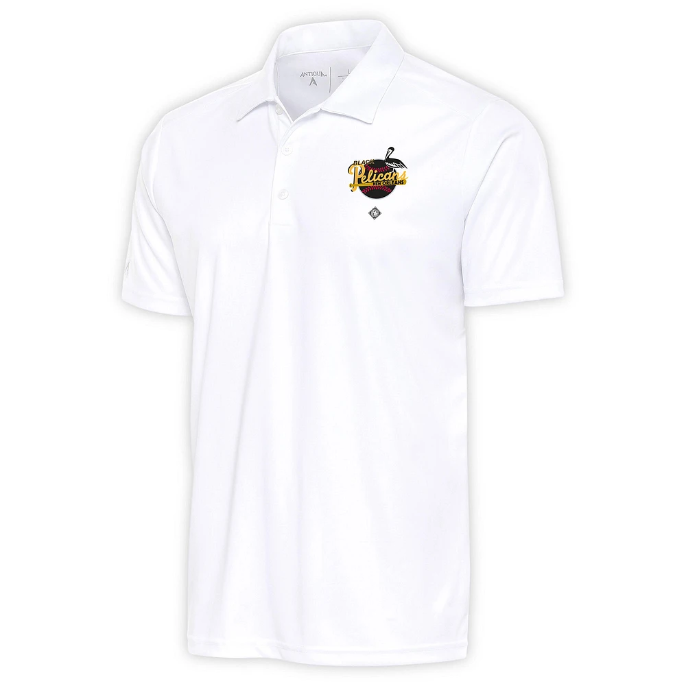 Men's Antigua White New Orleans Black Pelicans Tribute Polo