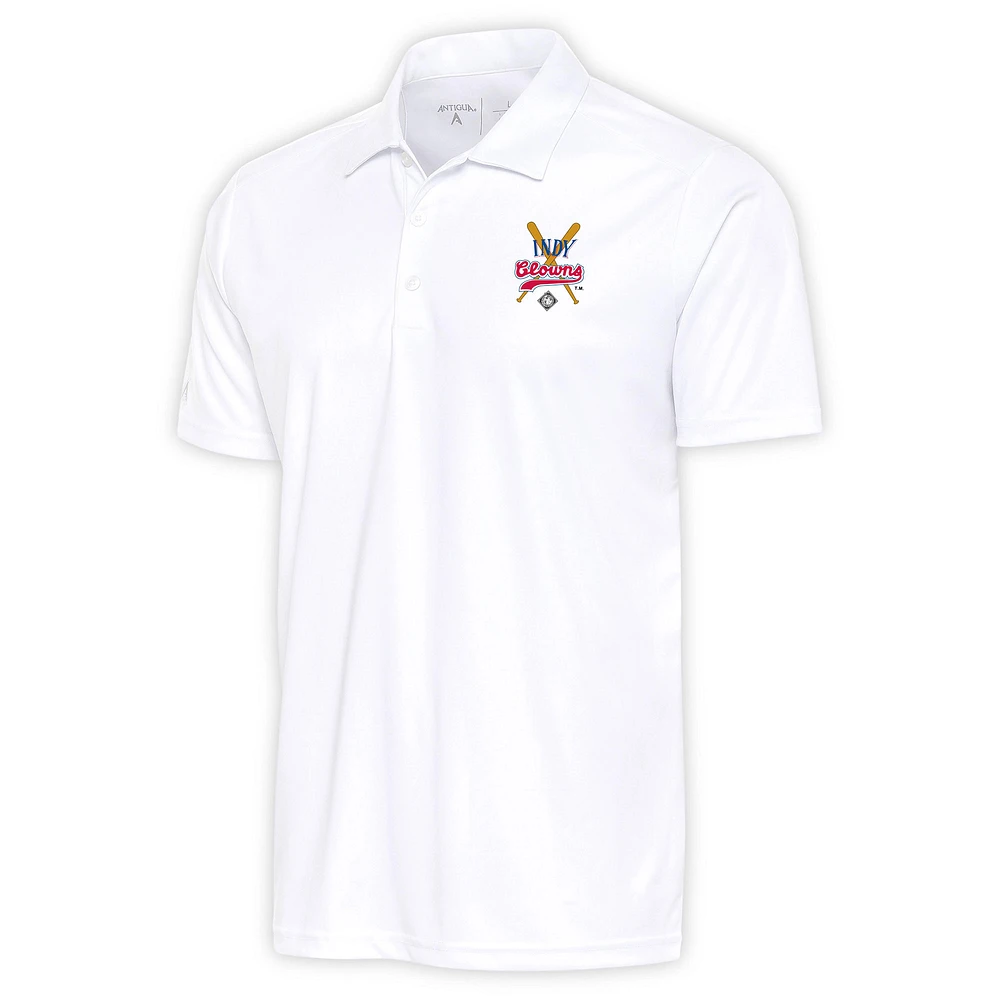 Men's Antigua White Indianapolis Clowns Big & Tall Tribute Polo