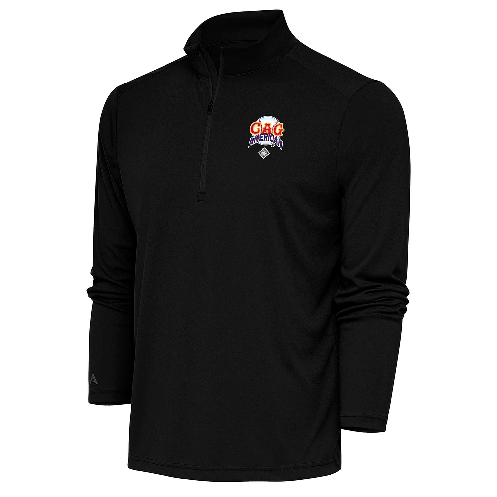 Men's Antigua Black Chicago American Giants Tribute Quarter-Zip Pullover Top