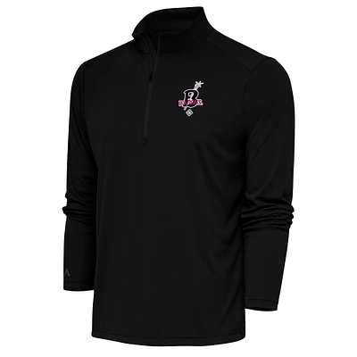 Men's Antigua Black Birmingham Barons Tribute Quarter-Zip Pullover Top