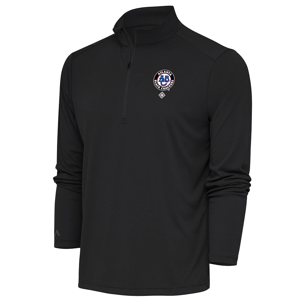 Men's Antigua Charcoal Atlanta Black Crackers Tribute Quarter-Zip Pullover Top