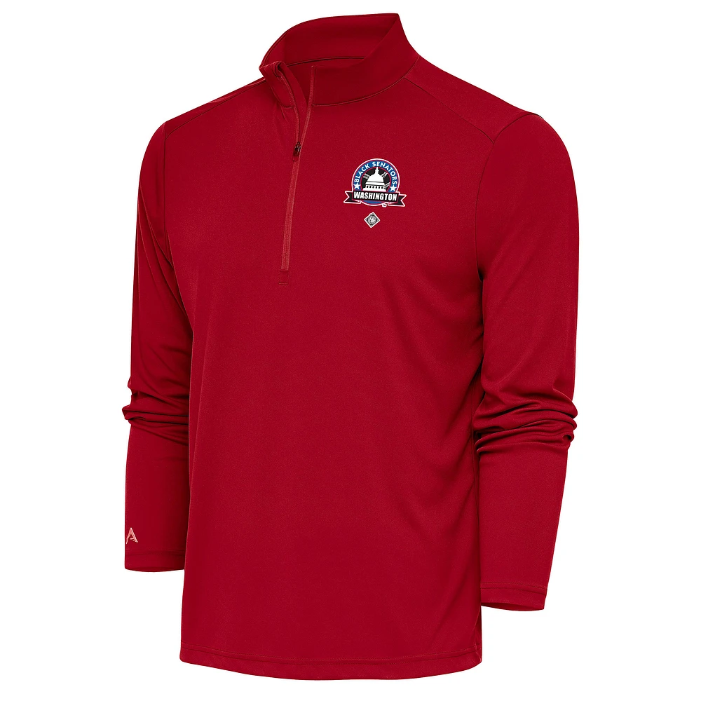 Men's Antigua Red Washington Black Senators Tribute Quarter-Zip Pullover Top