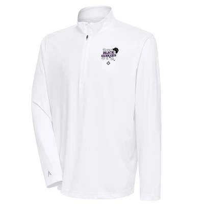 Men's Antigua New York Black Yankees Tribute Quarter-Zip Pullover Top
