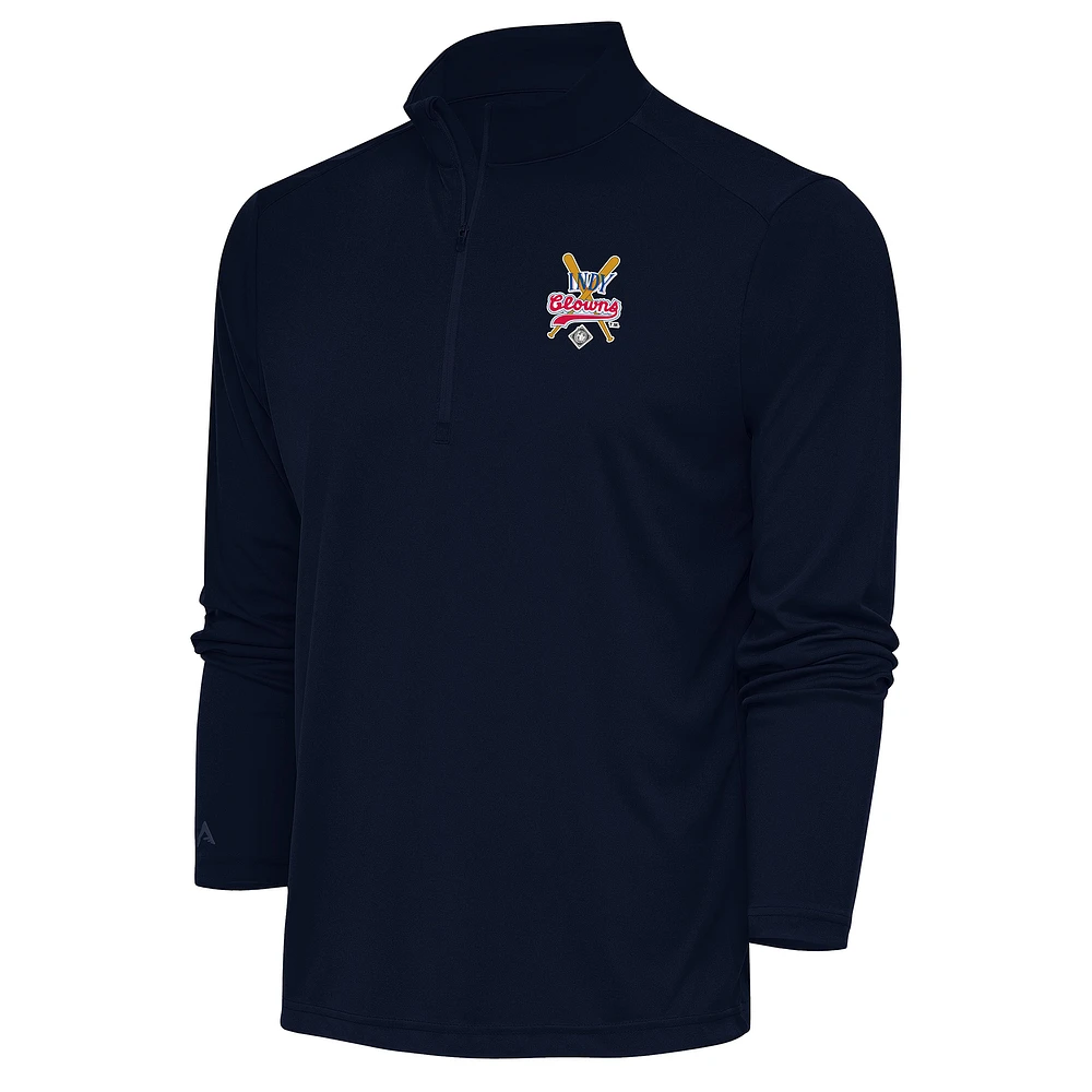Men's Antigua Navy Indianapolis Clowns Tribute Quarter-Zip Pullover Top