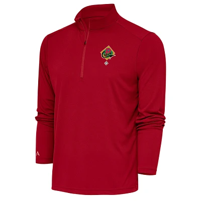 Men's Antigua Red Pittsburgh Crawfords Tribute Quarter-Zip Pullover Top