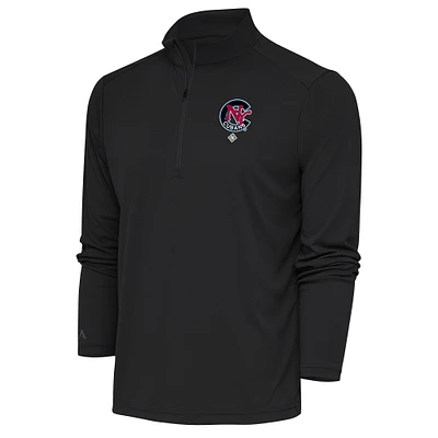 Men's Antigua Charcoal New York Cubans Tribute Quarter-Zip Pullover Top