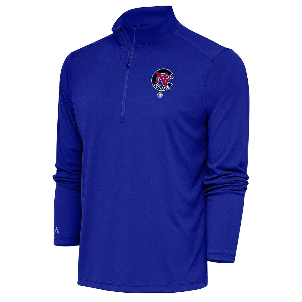 Men's Antigua Royal New York Cubans Tribute Quarter-Zip Pullover Top