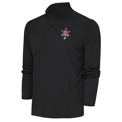 Men's Antigua Charcoal Detroit Stars Tribute Quarter-Zip Pullover Top