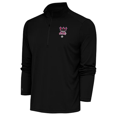 Men's Antigua Black Detroit Wolves Tribute Quarter-Zip Pullover Top