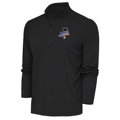 Men's Antigua Charcoal Newark Eagles Tribute Quarter-Zip Pullover Top