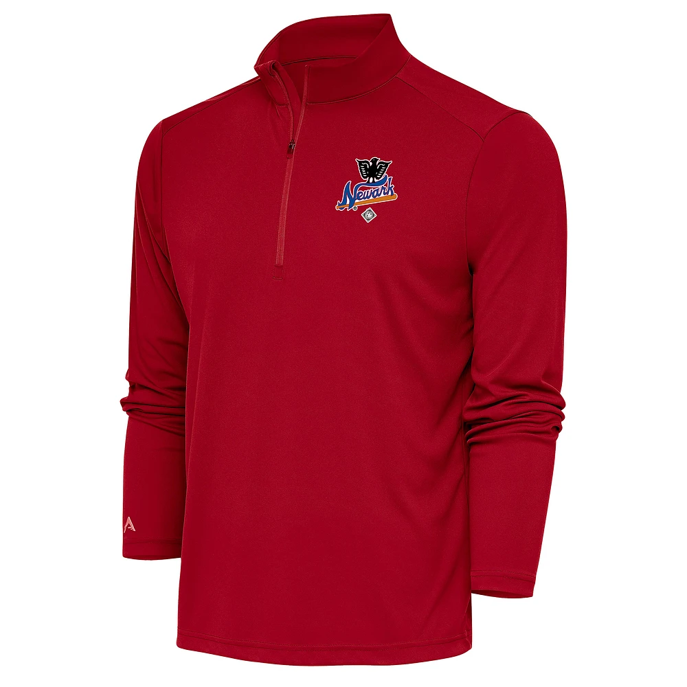 Men's Antigua Red Newark Eagles Tribute Quarter-Zip Pullover Top