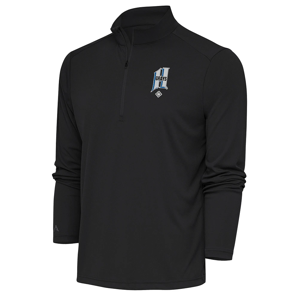 Men's Antigua Charcoal Homestead Grays Tribute Quarter-Zip Pullover Top