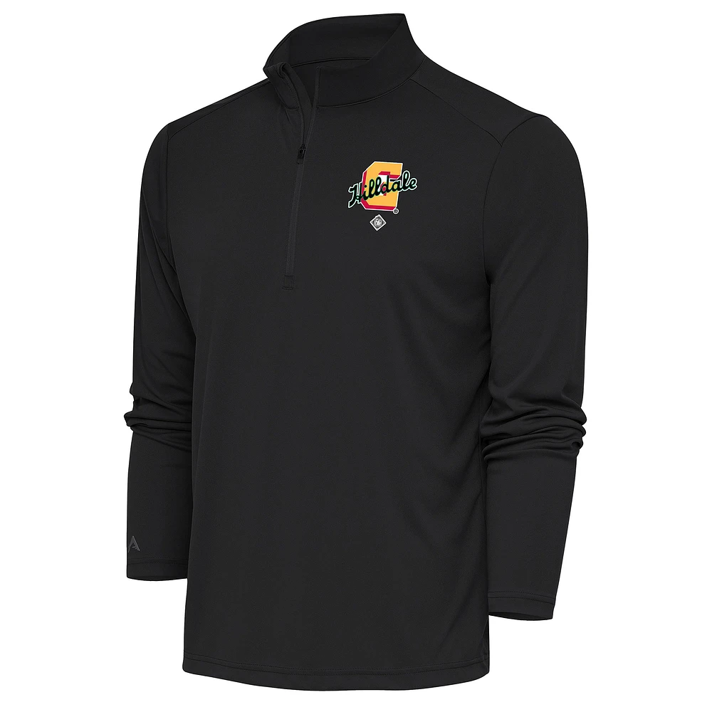 Men's Antigua Charcoal Hilldale Club Tribute Quarter-Zip Pullover Top