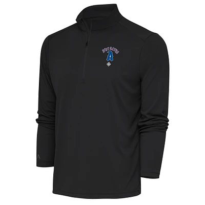 Men's Antigua Charcoal Azules de Veracruz Tribute Quarter-Zip Pullover Top