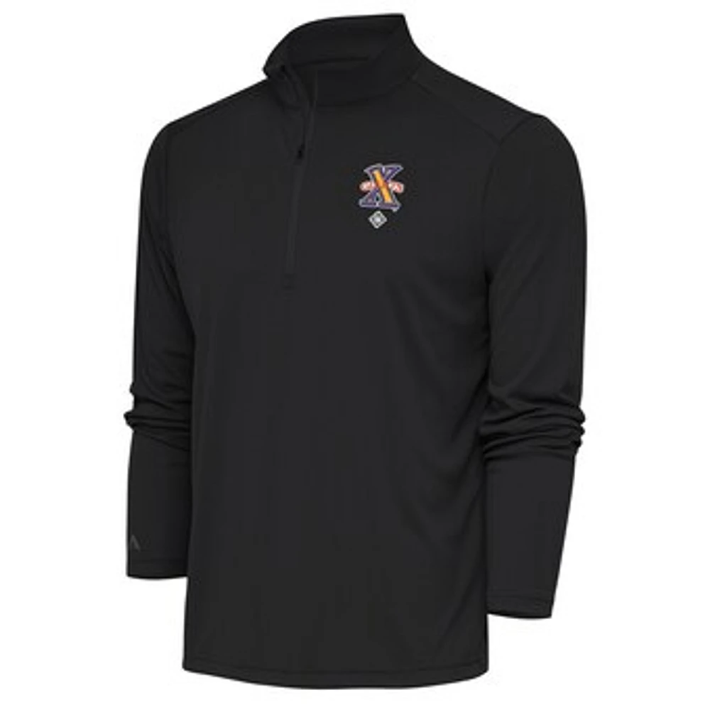 Men's Antigua Charcoal Cuban Giants Tribute Quarter-Zip Pullover Top