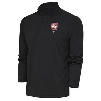 Men's Antigua Charcoal Louisville Black Caps Tribute Quarter-Zip Pullover Top