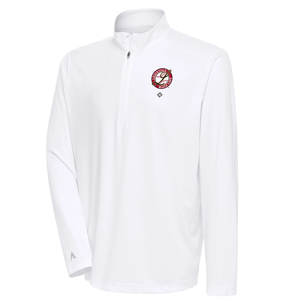 Men's Antigua White Louisville Black Caps Tribute Quarter-Zip Pullover Top