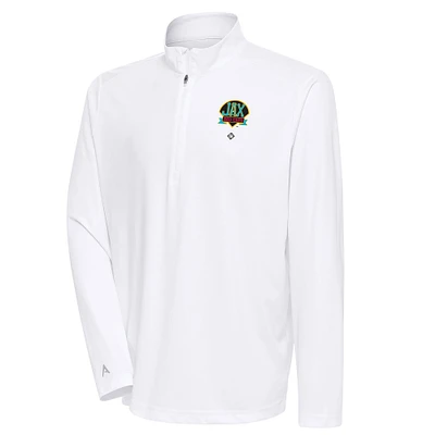 Men's Antigua Jacksonville Red Caps Tribute Quarter-Zip Pullover Top