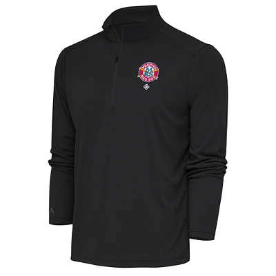 Men's Antigua Charcoal Memphis Red Sox Tribute Quarter-Zip Pullover Top