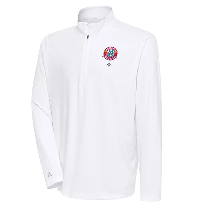 Men's Antigua White Memphis Red Sox Tribute Quarter-Zip Pullover Top