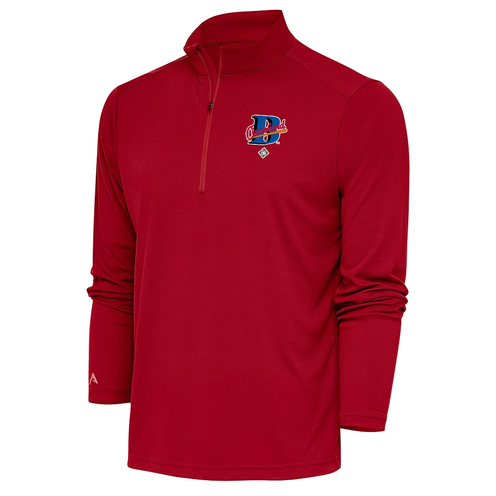 Men's Antigua Red Cleveland Buckeyes Tribute Quarter-Zip Pullover Top