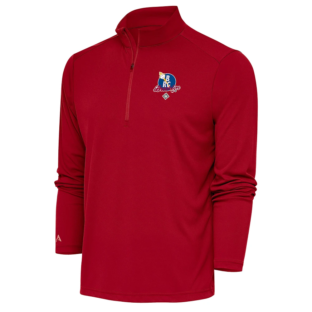Men's Antigua Red Brooklyn Royal Giants Tribute Quarter-Zip Pullover Top