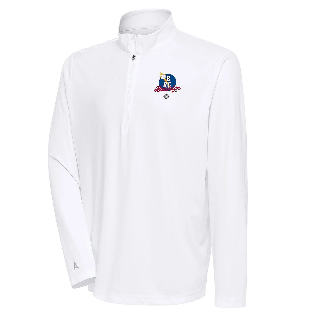 Men's Antigua White Brooklyn Royal Giants Tribute Quarter-Zip Pullover Top