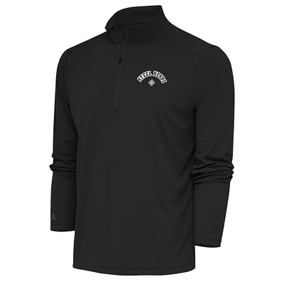 Men's Antigua Charcoal Seattle Steelheads Tribute Quarter-Zip Pullover Top