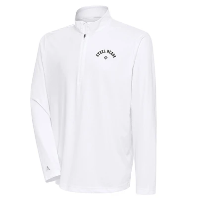 Men's Antigua White Seattle Steelheads Tribute Quarter-Zip Pullover Top