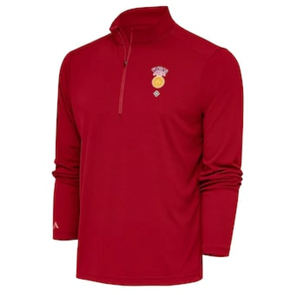 Men's Antigua Red Vargas Campeones Tribute Quarter-Zip Pullover Top