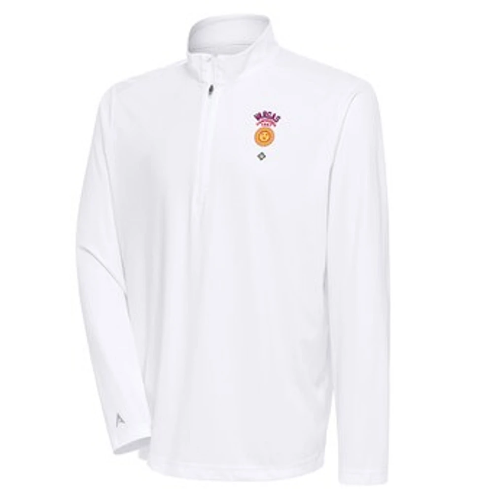 Men's Antigua White Vargas Campeones Tribute Quarter-Zip Pullover Top