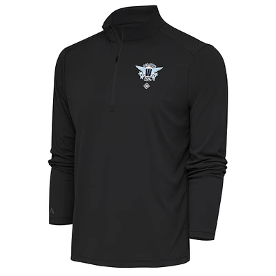Men's Antigua Charcoal Washington Pilots Tribute Quarter-Zip Pullover Top
