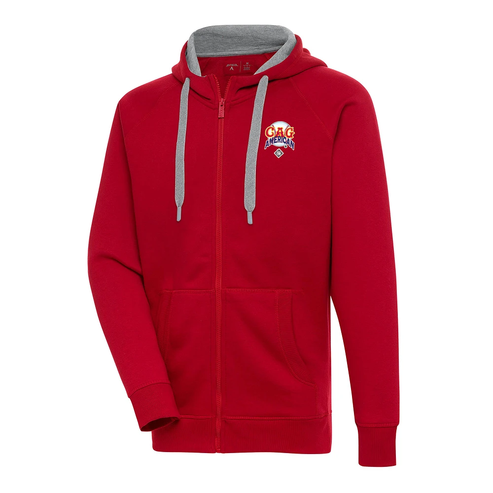 Men's Antigua Red Chicago American Giants Victory Full-Zip Hoodie