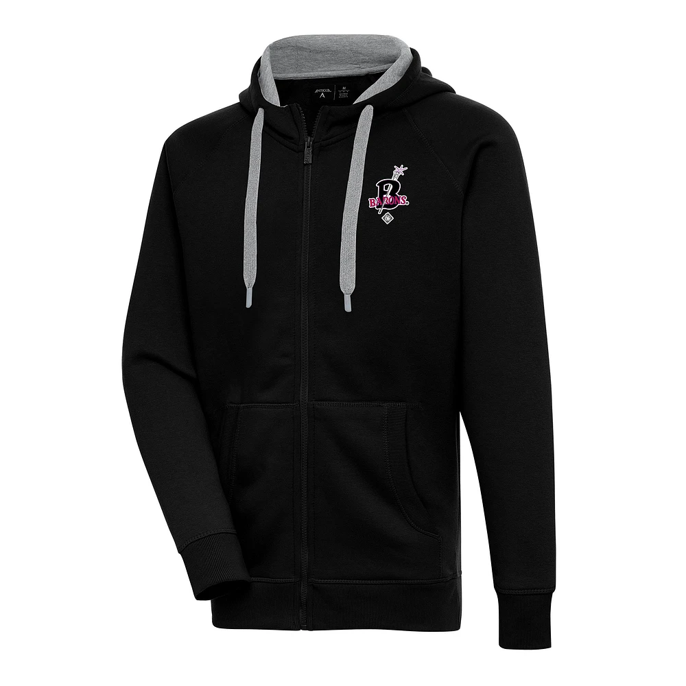 Men's Antigua Black Birmingham Barons Victory Full-Zip Hoodie