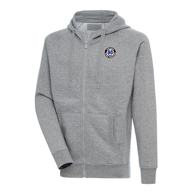 Men's Antigua Heather Gray Atlanta Black Crackers Victory Full-Zip Hoodie